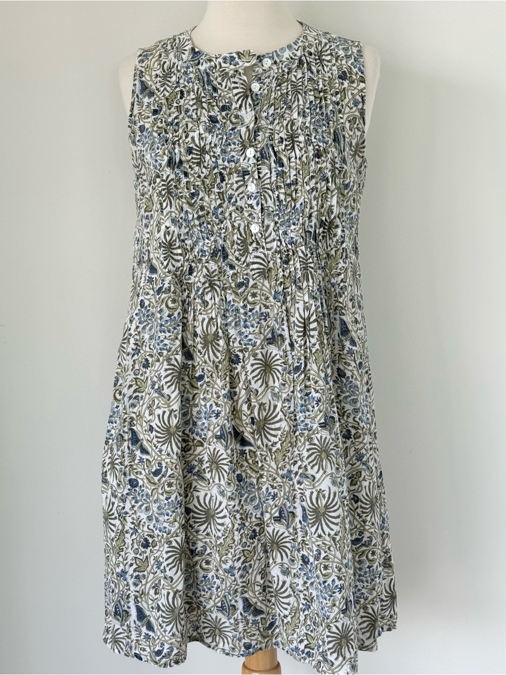 Roberta Roller Rabbit Floral Cotton button sleeveless Shirt Dress Size XS